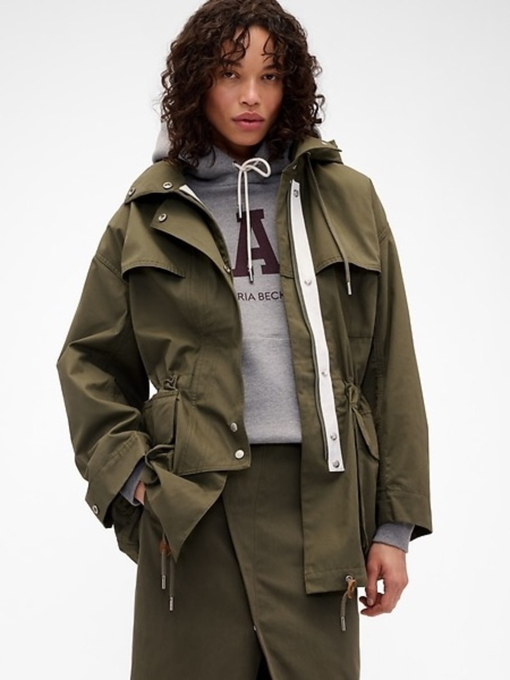 Gap x Victoria Beckham Olive Green Hooded Utility Jacket L/XL